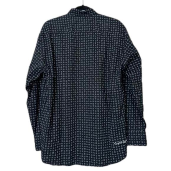 English Laundry Geometric Print Long Sleeve Button Up Dress Shirt Black New Sz L - Picture 2 of 14